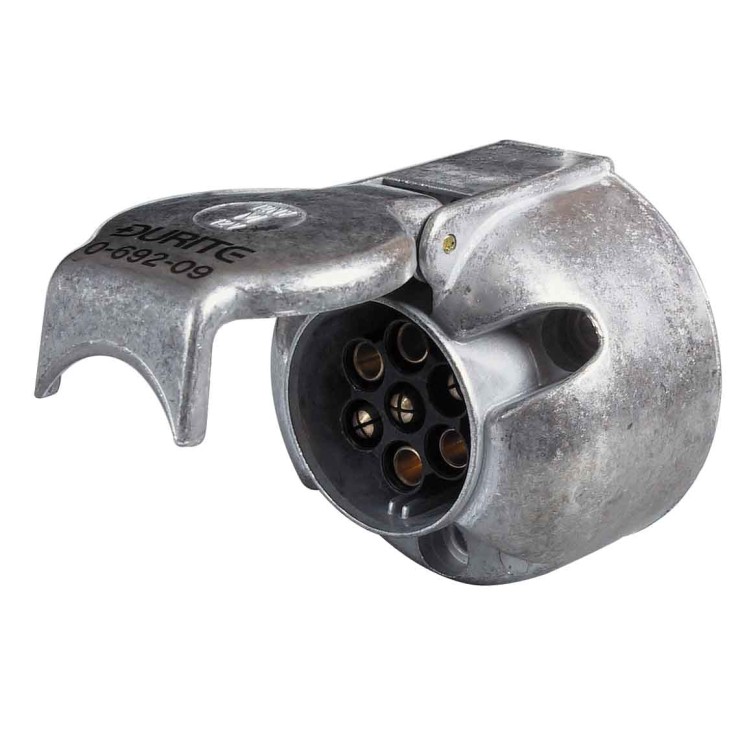 7 Pin Metal Socket with Fog Cut Out 069209 Caravan and Trailer Electrics, Caravan Plugs and Sockets image