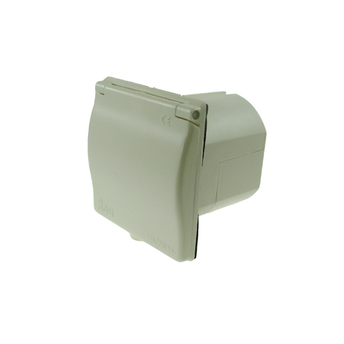 240V 16A White Mains Flush Fit Socket MP598B Caravan and Trailer Electrics, Caravan Plugs and Sockets image