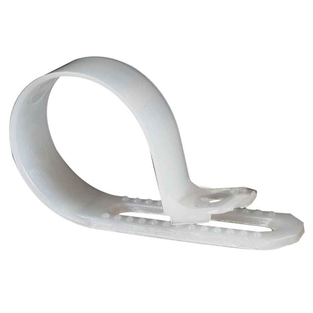 White Nylon P Clip, for 6 - 9mm cable 000272 image